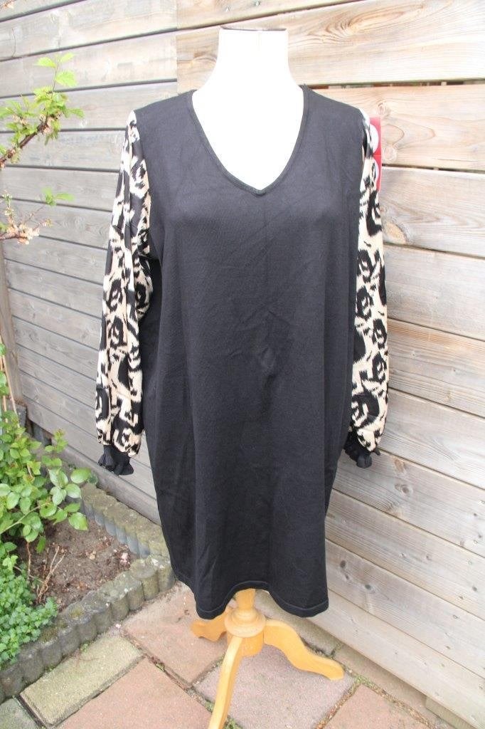 Jurk zwart/ beige Paprika mt 46/48 (T6) Nieuw Vaste prijs, Zwart, Maat 46/48 (XL) of groter, Nieuw, Ophalen of Verzenden