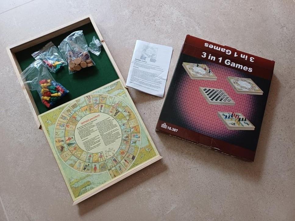 3-in-1 Spellenpakket: Ganzenbord, Schaak & Ludo, Hobby en Vrije tijd, Gezelschapsspellen | Bordspellen, Een of twee spelers, Ophalen of Verzenden
