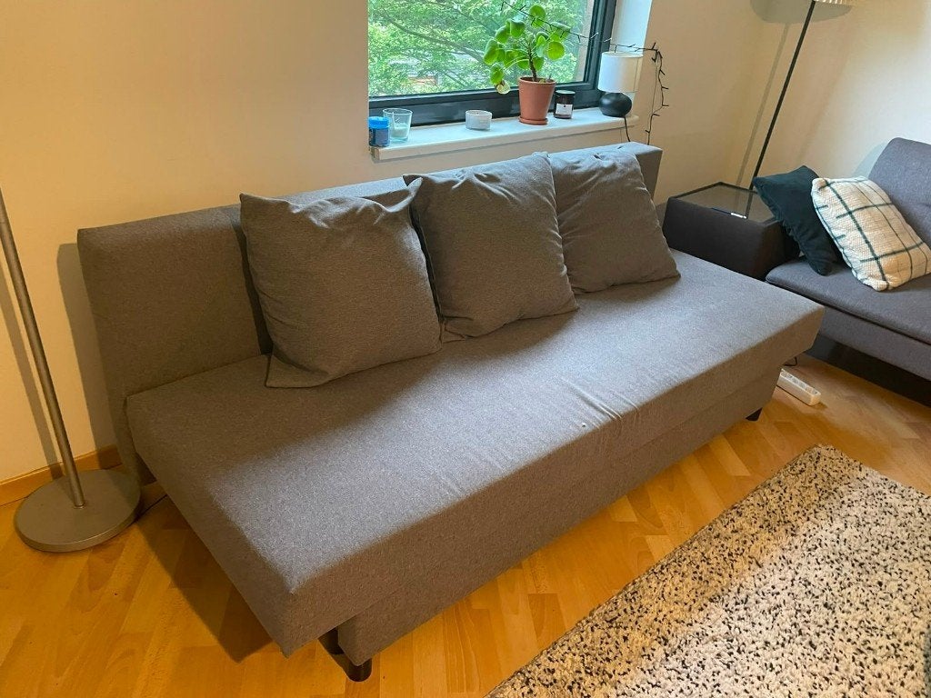 ÄLVDALEN 3-zits slaapbank, Knisa grijsbeige, Ophalen, Gebruikt, Tweepersoons, 140 cm