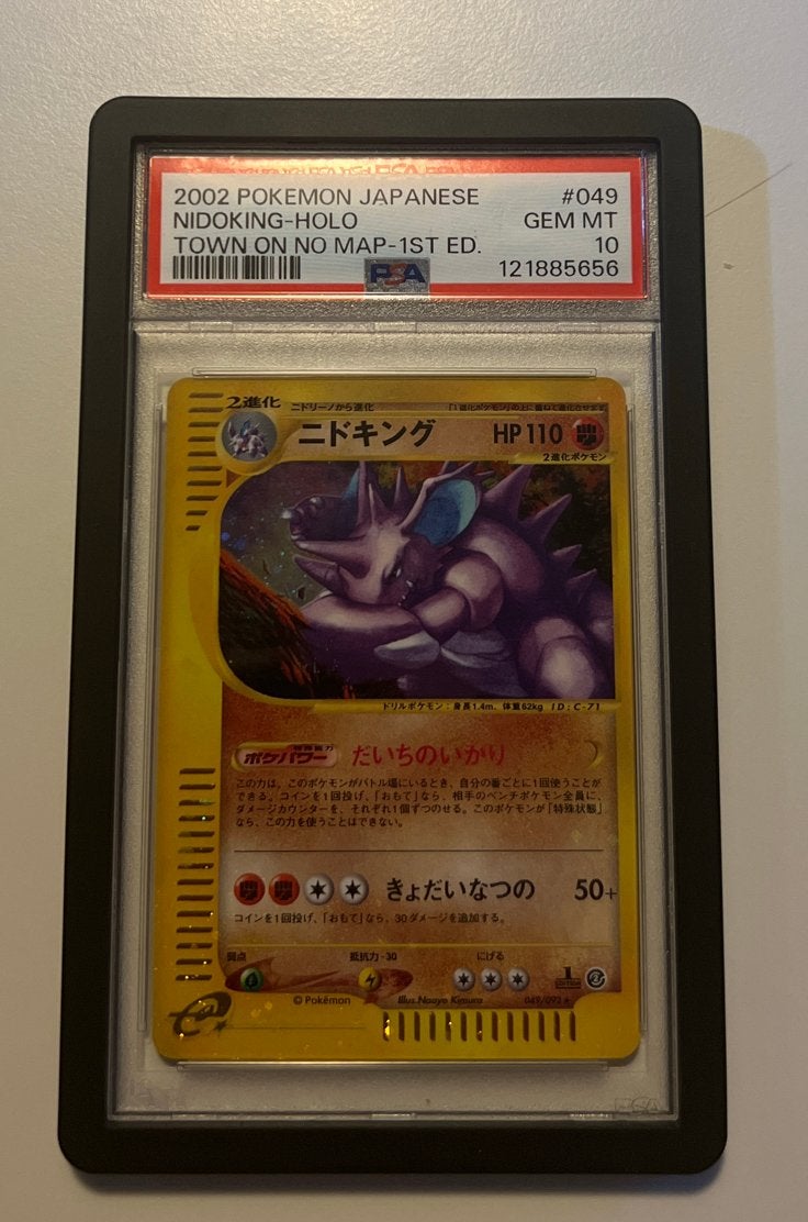 Nidoking 049/092 - 1st Ed. - Town on No Map - PSA 10, Ophalen of Verzenden, Nieuw, Losse kaart, Foil