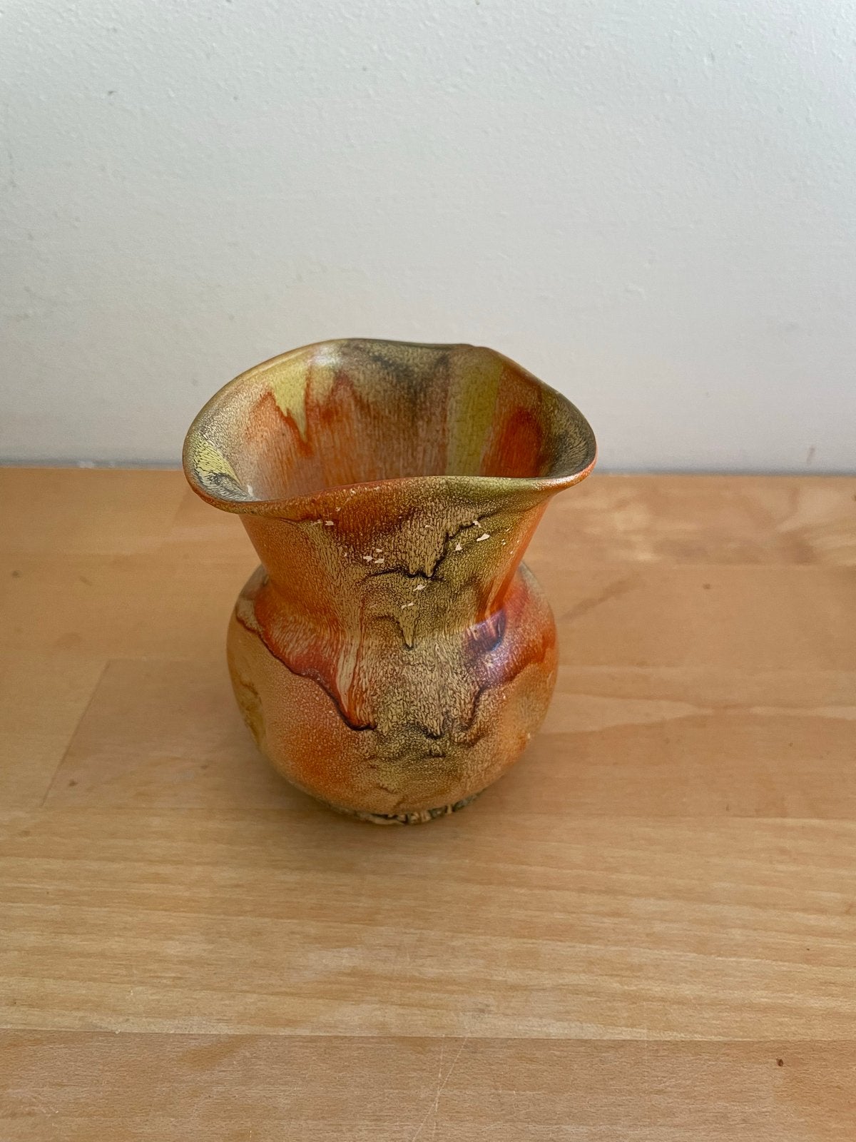 Vintage Euterpe Gouda vaasje, oranje/geel/zwart, Ophalen of Verzenden