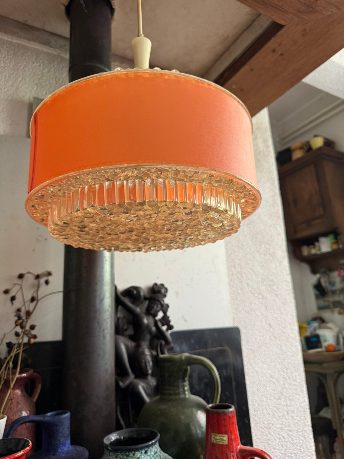 Hanglamp,sixties,zeventies,Space Age,POP,Mid-Century,vintage, Gebruikt, Sixties,zeventies,Mid-Century,POP,Space Age,UFO, Kunststof