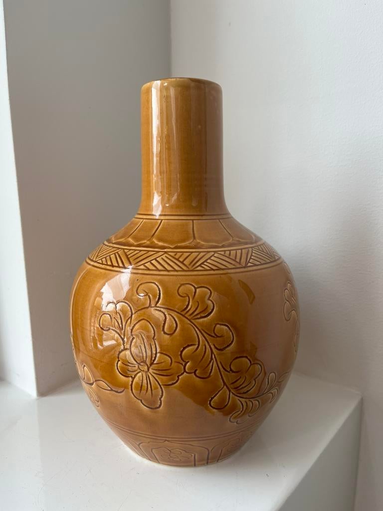 Toffe vaas Fairtrade uit Vietnam, Overige kleuren, Ophalen of Verzenden, Minder dan 50 cm, Glas