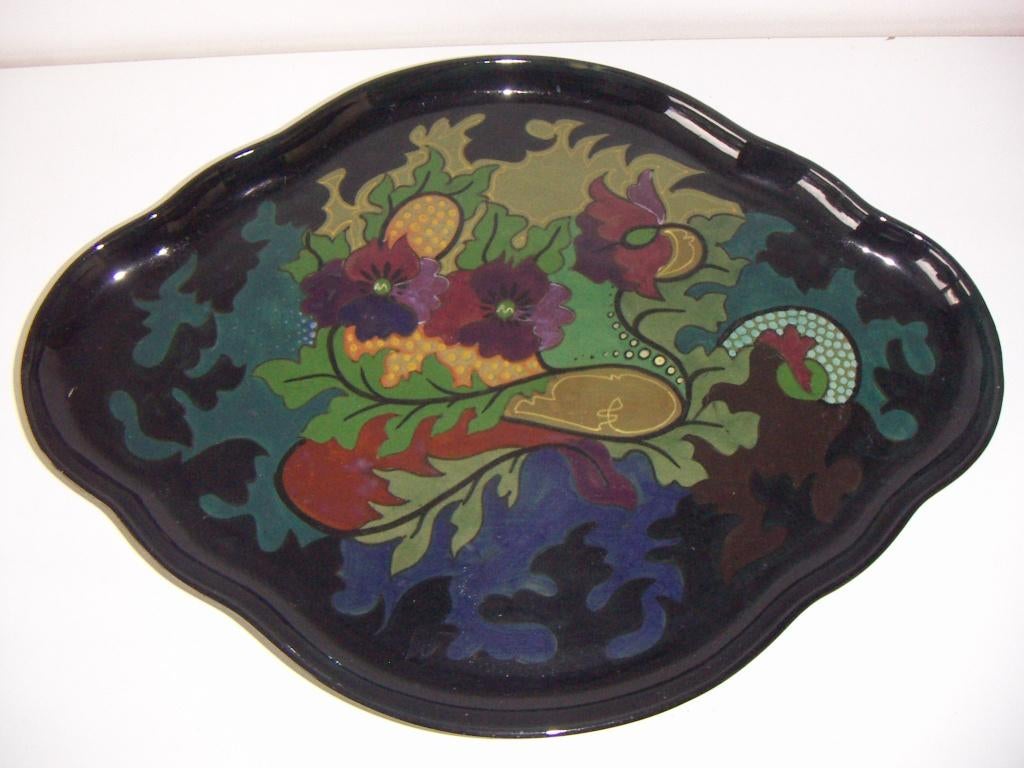 Zuid Holland Gouda plateel keramiek schaal / dienblad jr1924, Ophalen of Verzenden