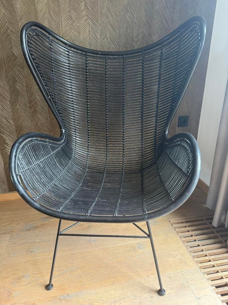 HKliving Rotan Egg chair zwart, Huis en Inrichting, Ophalen, Zwart, Eén, Hout