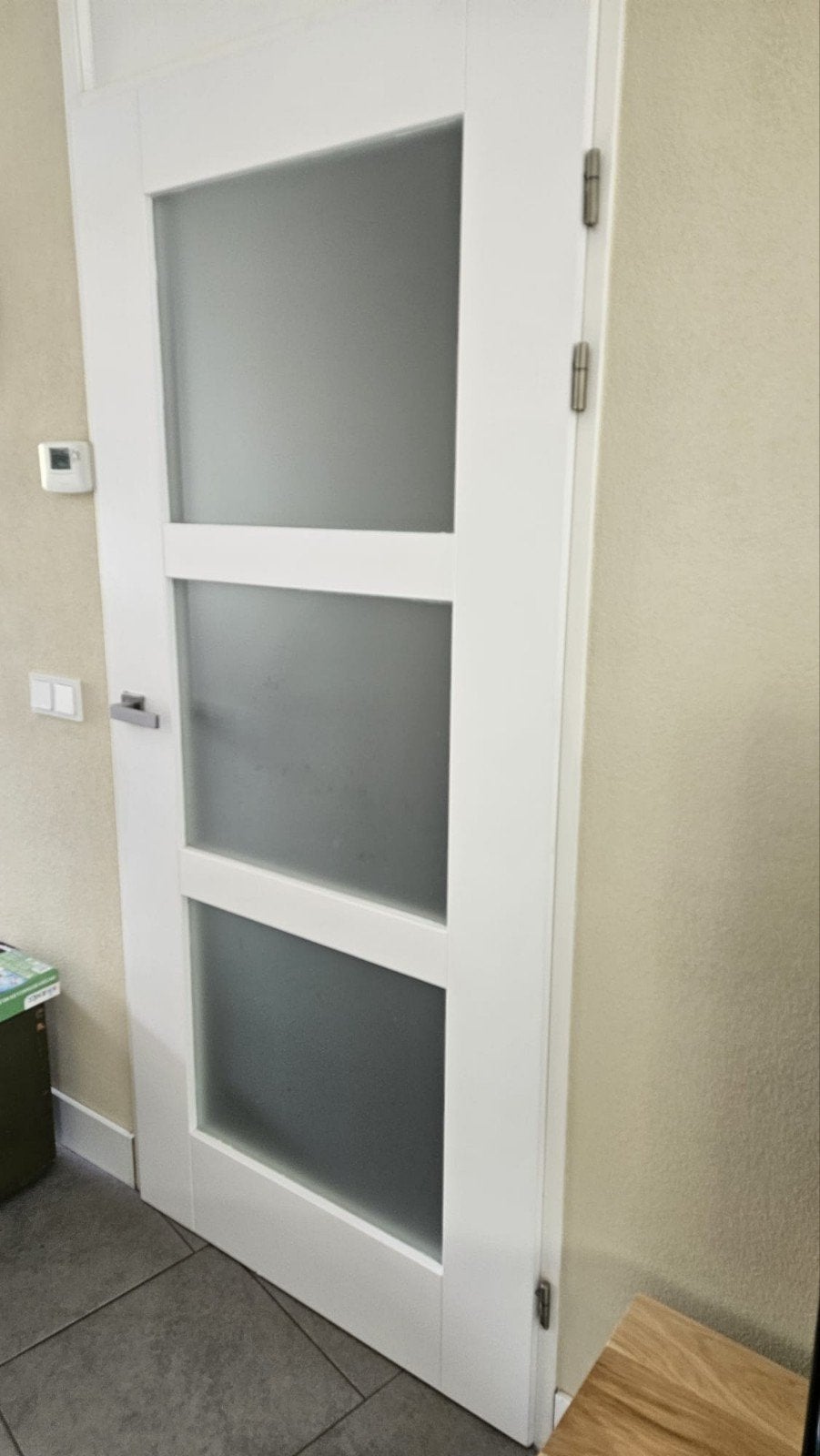 Witte binnendeur met matglas panelen, Ophalen, Gebruikt, 80 tot 100 cm, Binnendeur