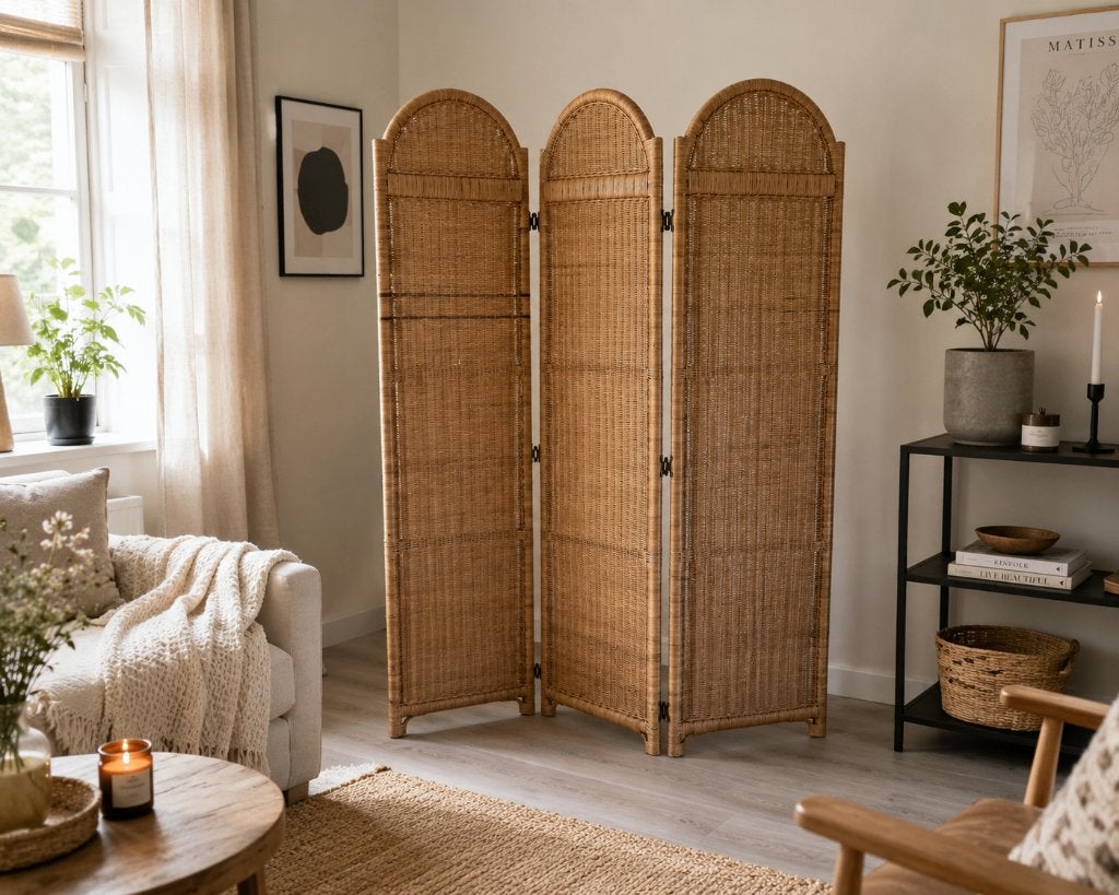 Vintage rotan kamerscherm / roomdivider – 185 cm hoog, Huis en Inrichting, Woonaccessoires | Kamerschermen, Ophalen, Zo goed als nieuw