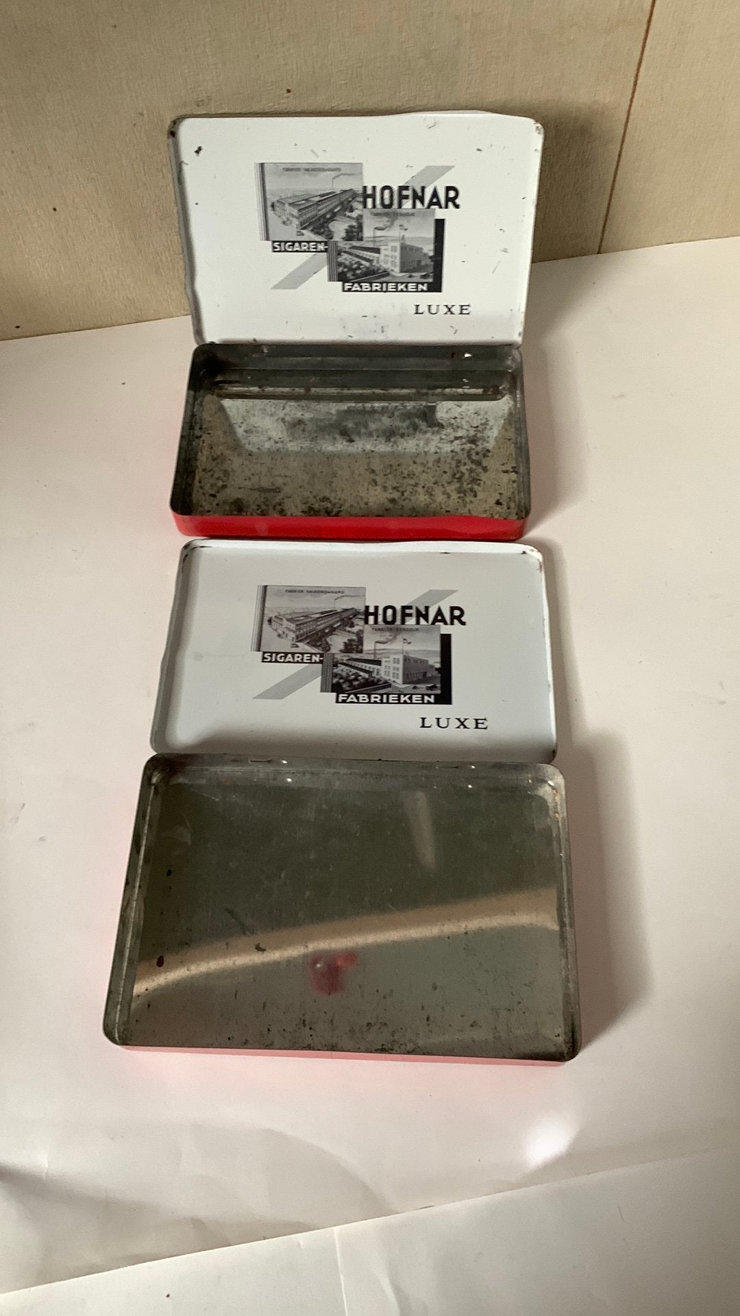 2 Lege Hofnar Luxe Sigarenblikken blikken sigaren, Verzamelen, Ophalen of Verzenden, Gebruikt, Tabaksdoos of Verpakking