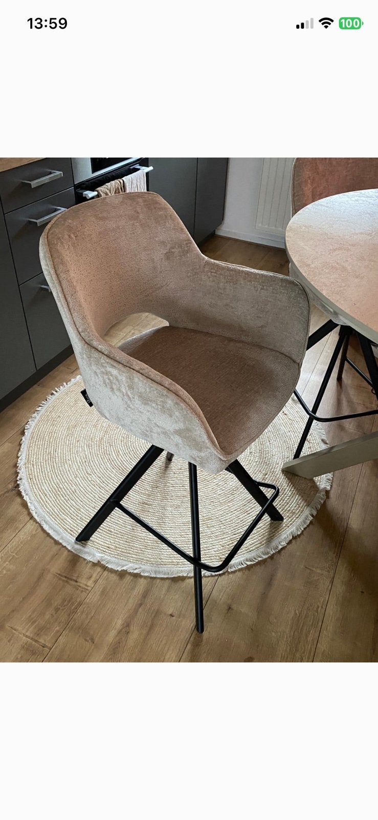 Hoge eettafel met spinpoot en 4 luxe draaibare stoelen, Ophalen, Zo goed als nieuw