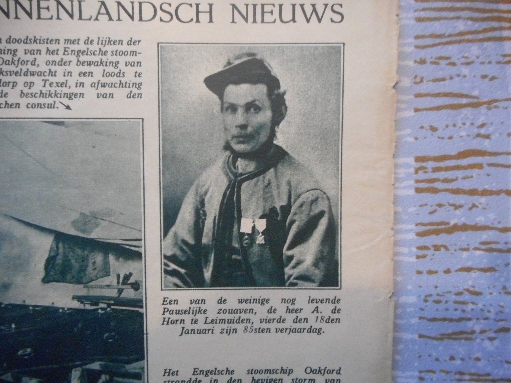 Leimuiden. A. de Horn. Pauselijk Zouaaf. 1934., Ophalen of Verzenden, 1920 tot 1940, Nederland, Knipsel(s)