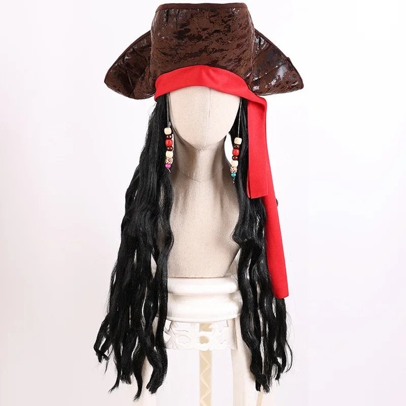 Piratenhoed Met Pruik / Jack Sparrow, Verzenden, Nieuw, Pruik of Haarverlenging