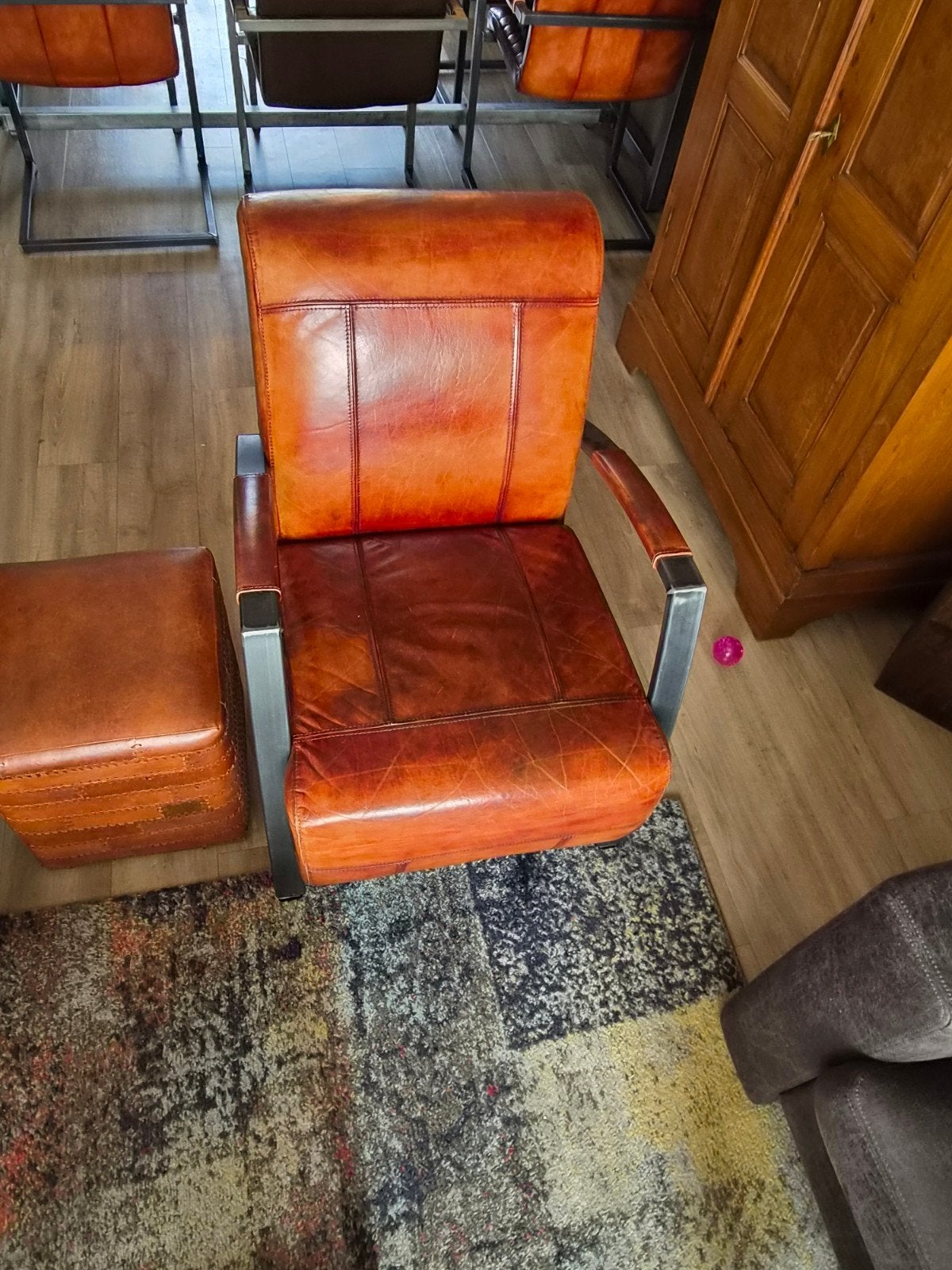 2 buffelleren fauteuils kleur cognac, Ophalen, 75 tot 100 cm, 50 tot 75 cm