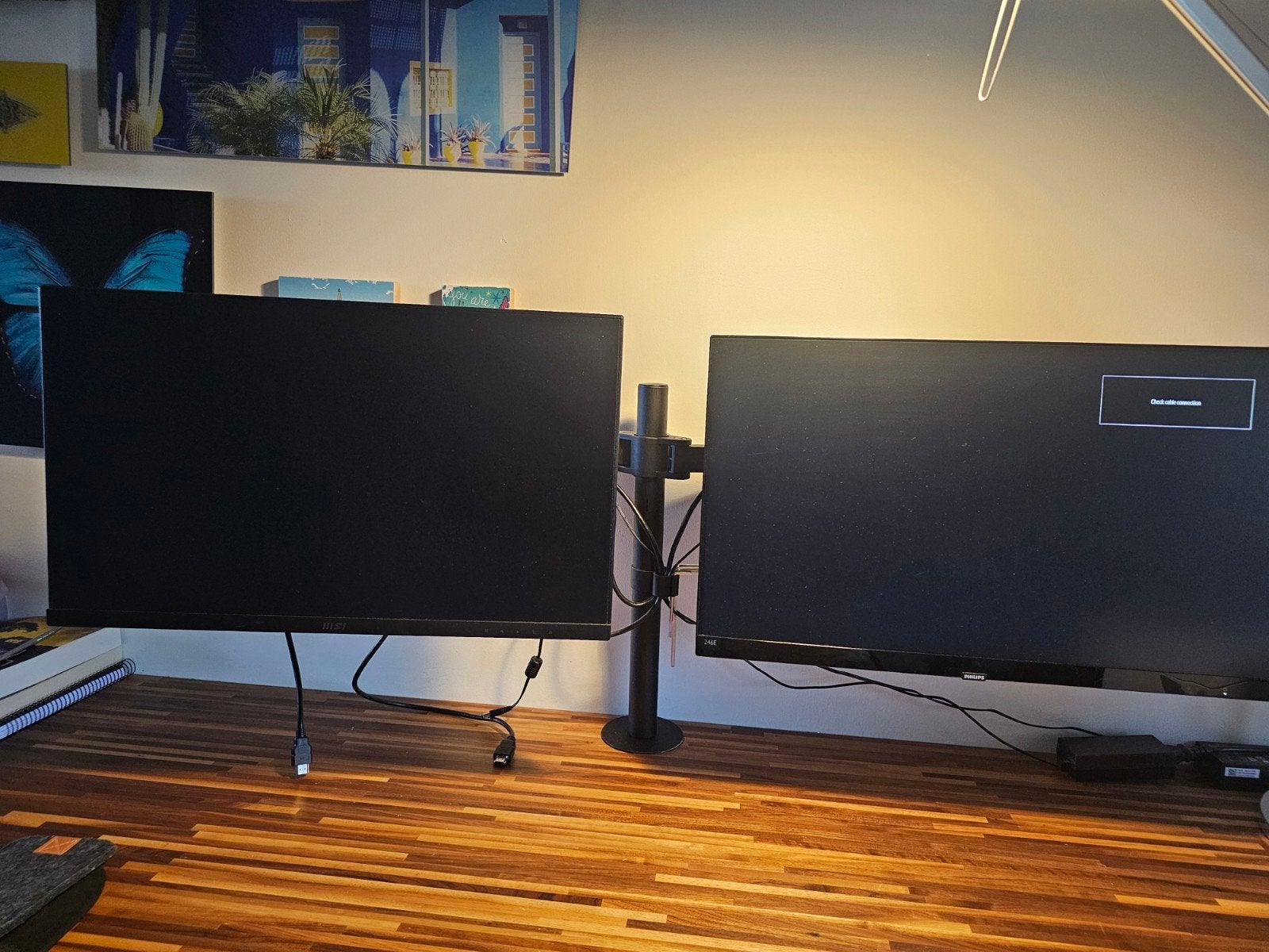 2 Gebruikte Computer Monitoren met steun (MSI & Philip, Computers en Software, Monitoren, Ophalen, Gebruikt, MSI, Philips, In hoogte verstelbaar