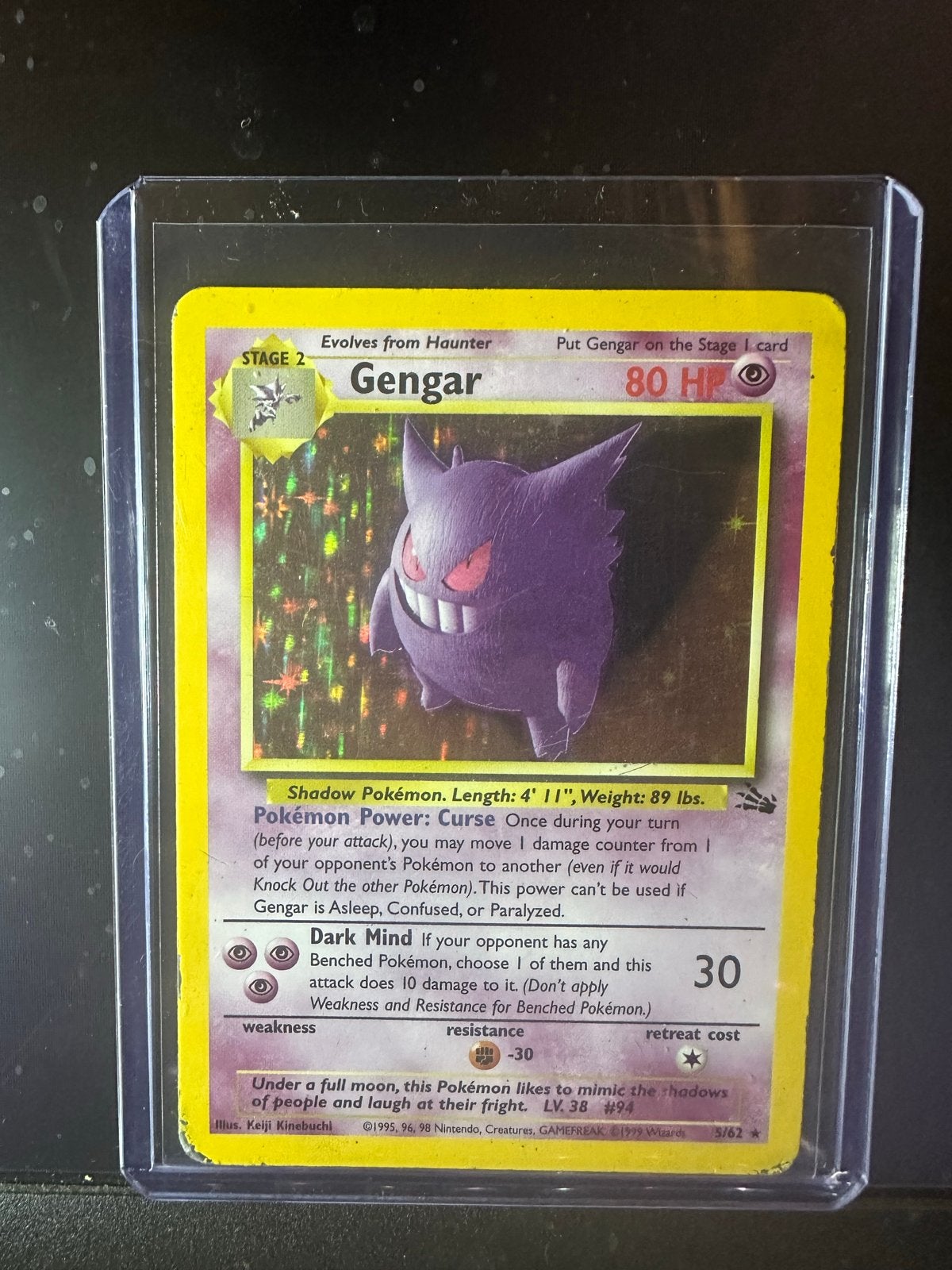 Gengar 3/62 Holo Fossil Set Pokémon Kaart (Engels), Ophalen of Verzenden, Zo goed als nieuw, Losse kaart, Foil