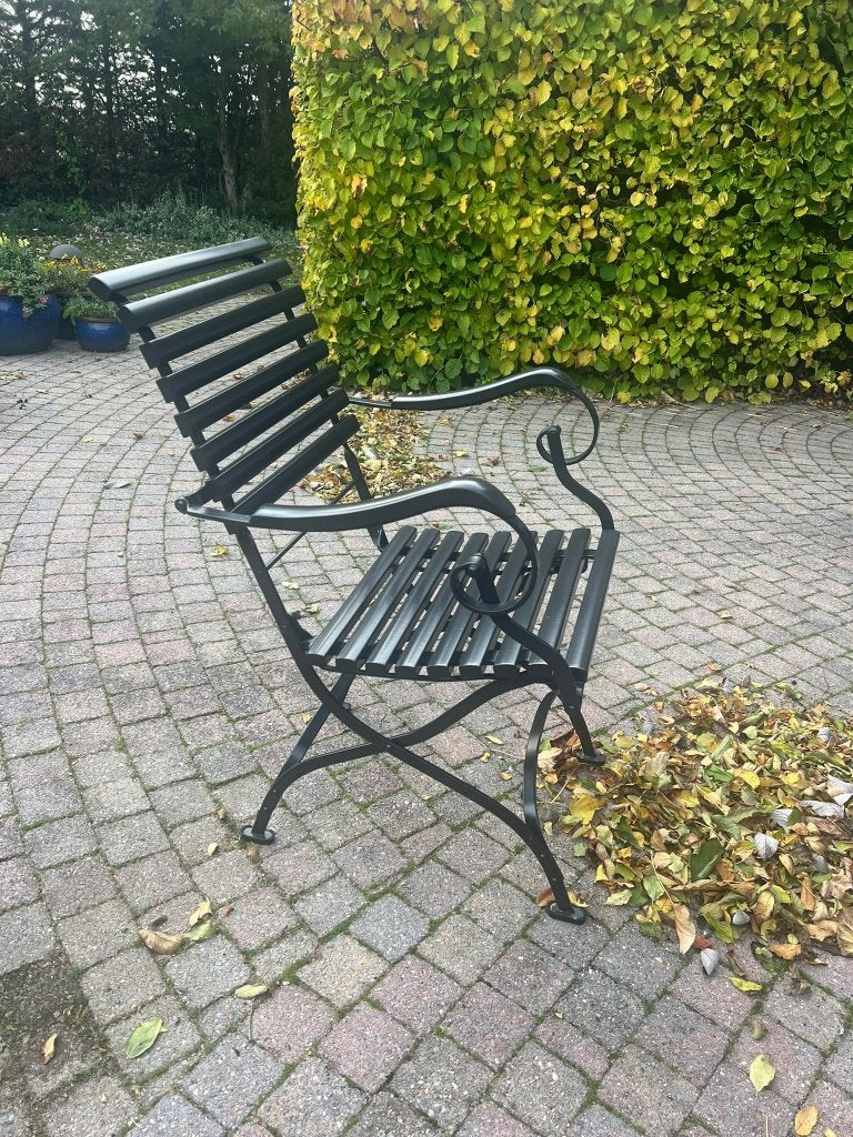 Klassieke tuinset Anton Damen, granieten tafel & 6 stoelen, Ophalen, Gebruikt, Rond, Metaal