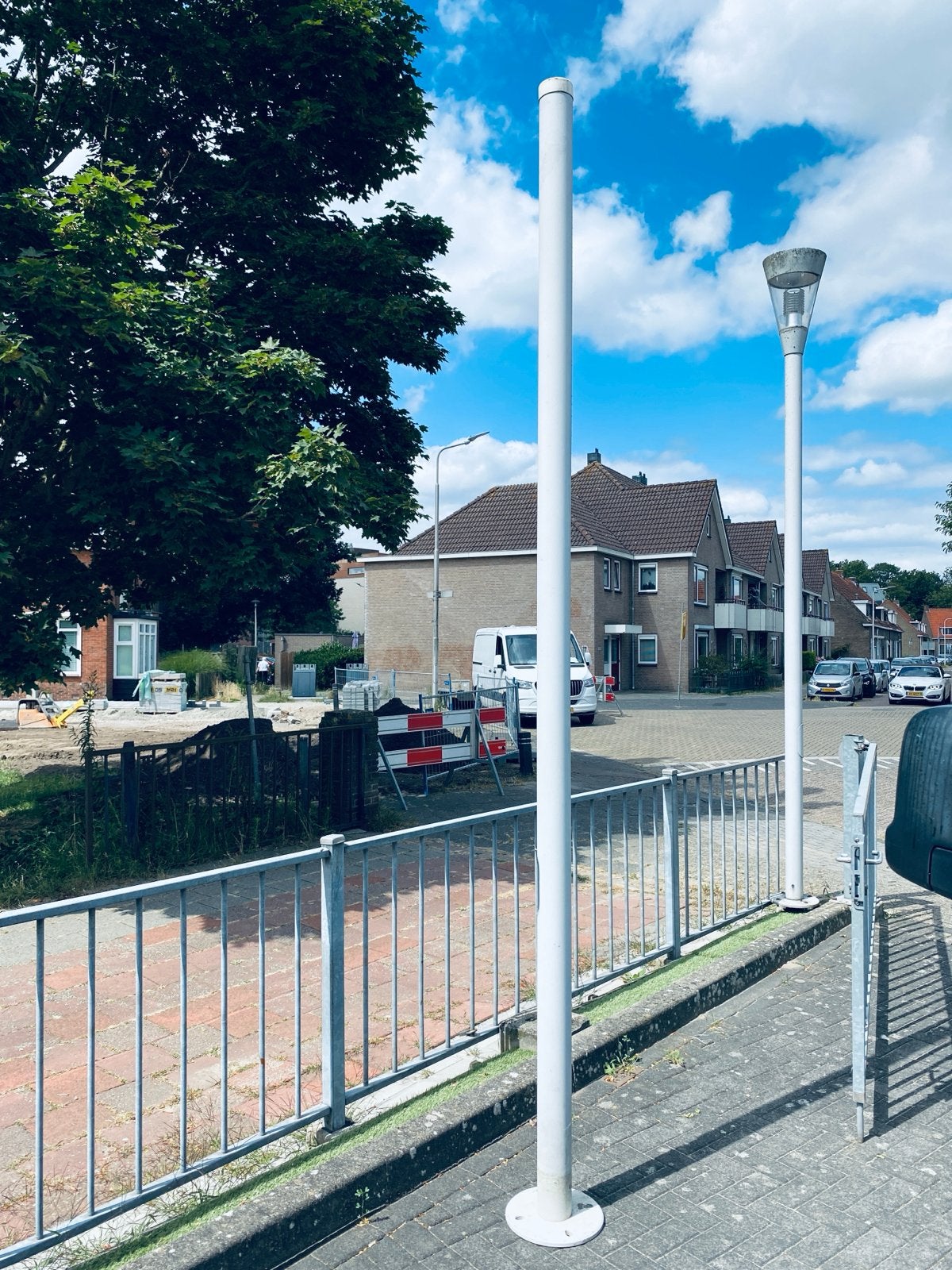 Aluminium lantaarnpaal met flens, 3,50m lang (zonder glas), Ophalen, Gebruikt