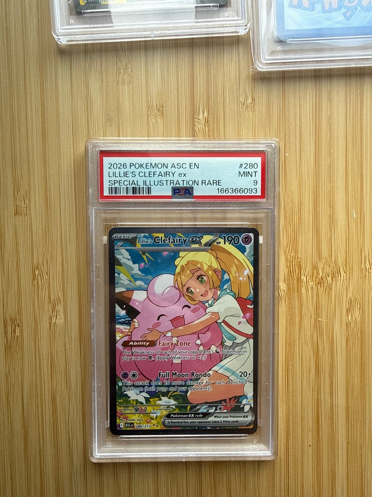 Lillie's Clefairy GX 200/217 PSA 9 - Special Illustration Ra, Ophalen of Verzenden, Zo goed als nieuw, Losse kaart