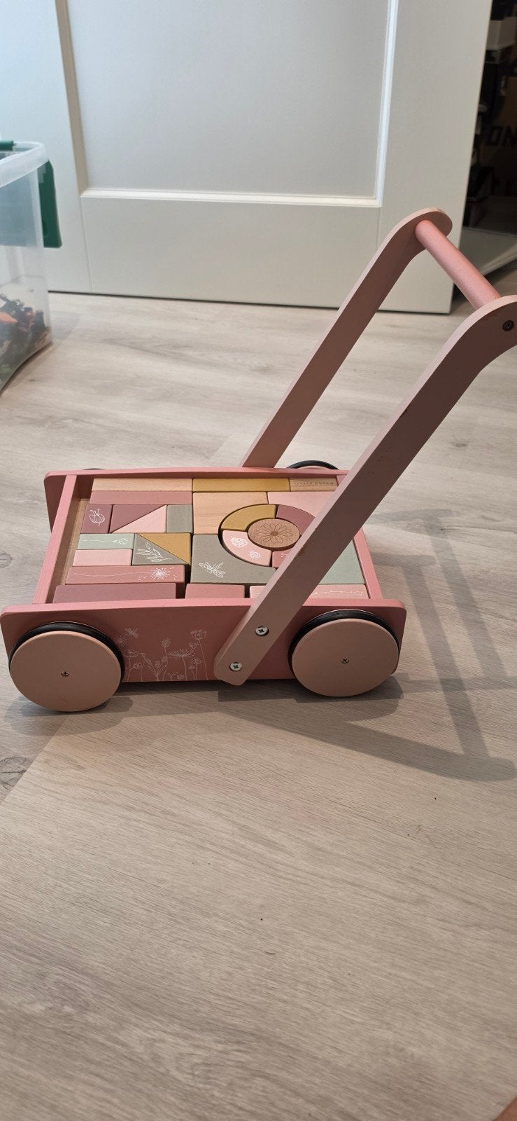 Little Dutch Houten Blokkenwagen Roze, Kinderen en Baby's, Ophalen, Zo goed als nieuw, Duw- of Trekspeelgoed