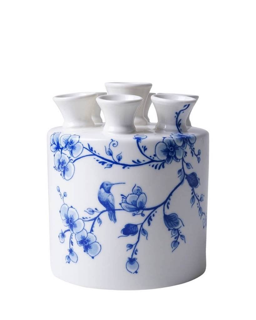 Nieuw, Heinen Delfts Blauw, een witte tulpenvaas, Blauw, Ophalen of Verzenden, Industrieweg 7, 3881LB Putten, Info@heinendelftsblauw.nl