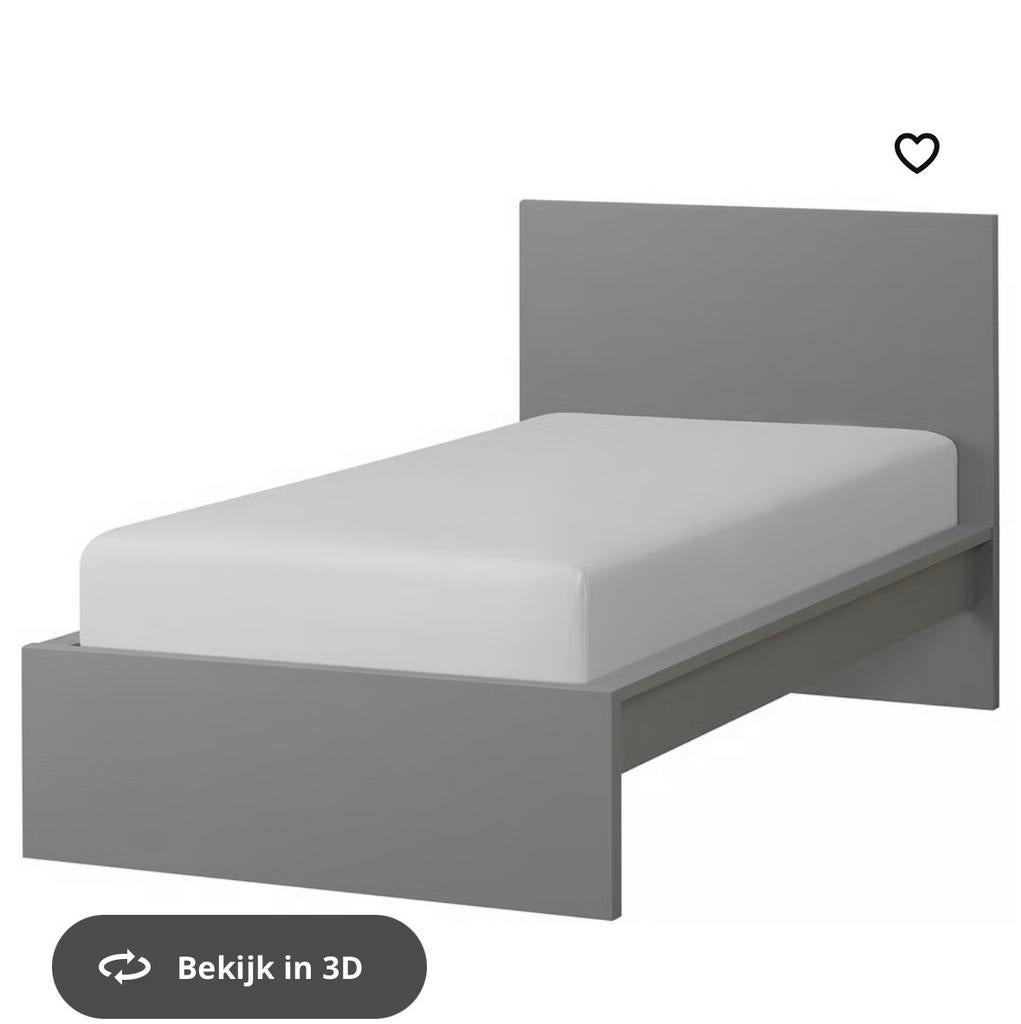 Ikea Malm bed 1 persoons grijs., Huis en Inrichting, 90 cm, Eenpersoons, Ophalen of Verzenden, Zo goed als nieuw
