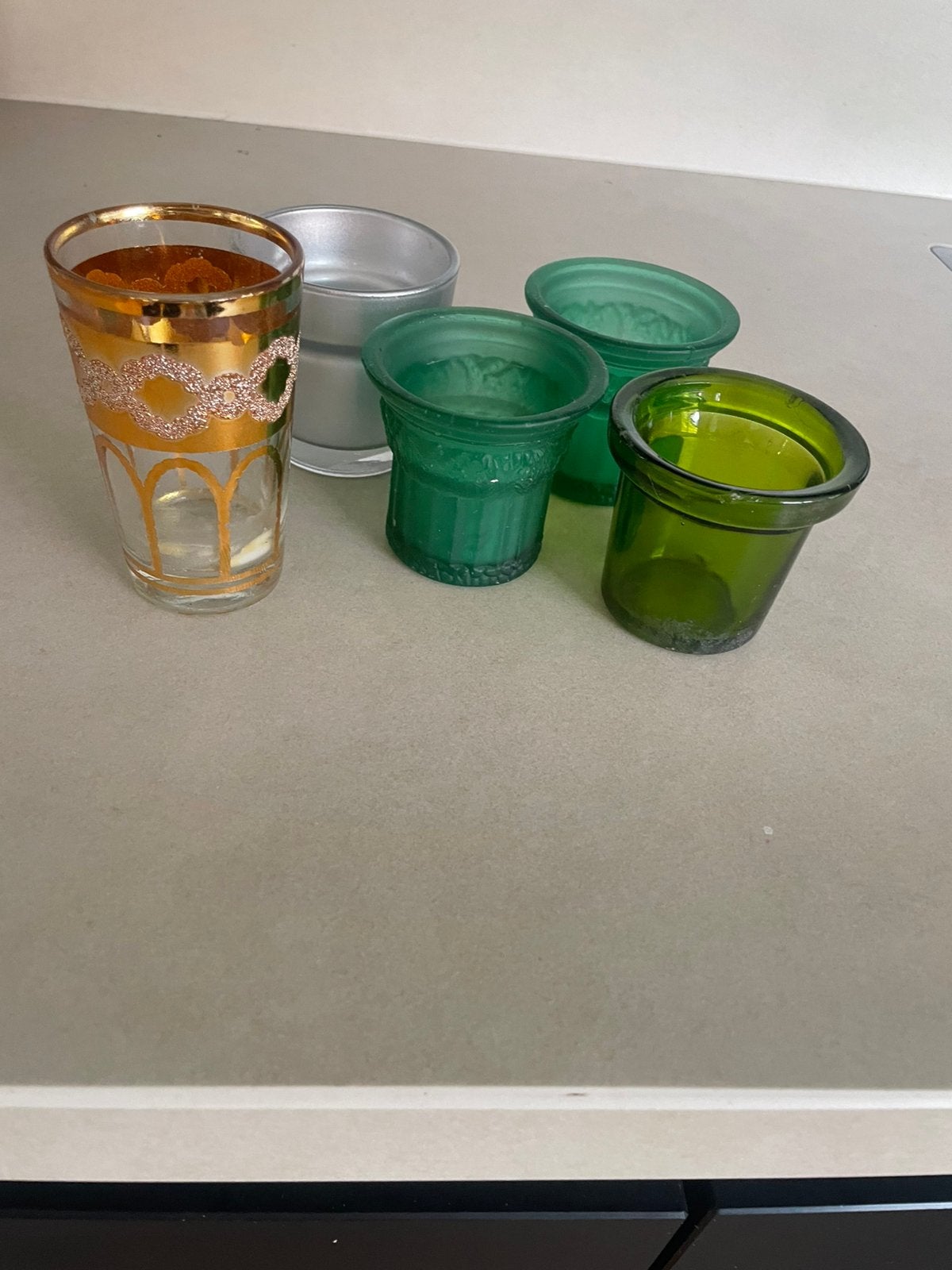 Diverse waxinelichtjes houder., Ophalen of Verzenden, Zo goed als nieuw, Groen, Zilver