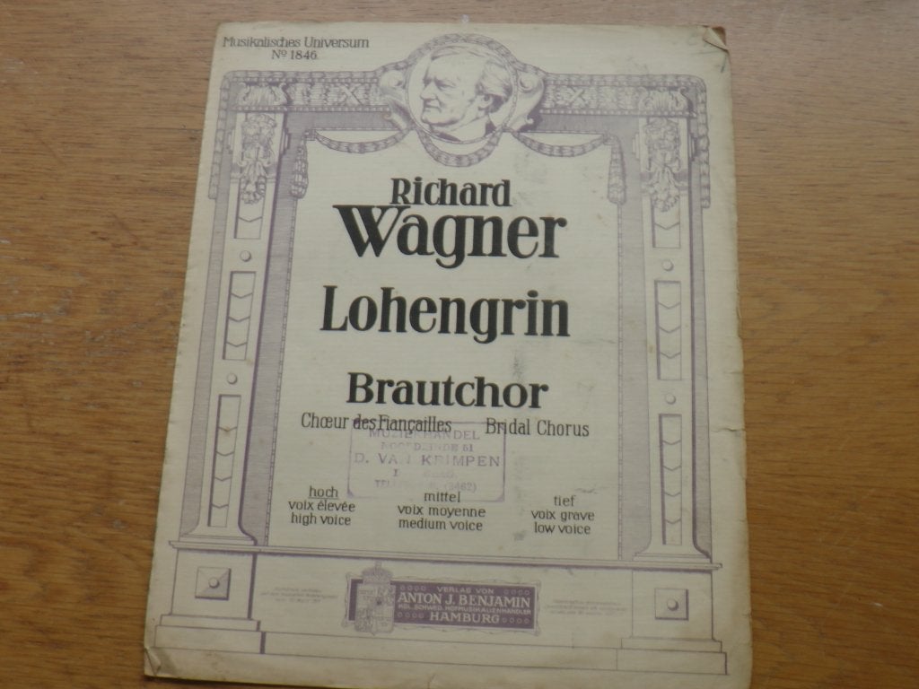 Richard Wagner Lohengrin Brautchor bladmuziek, Klassiek, Ophalen of Verzenden, Artiest of Componist, Gebruikt