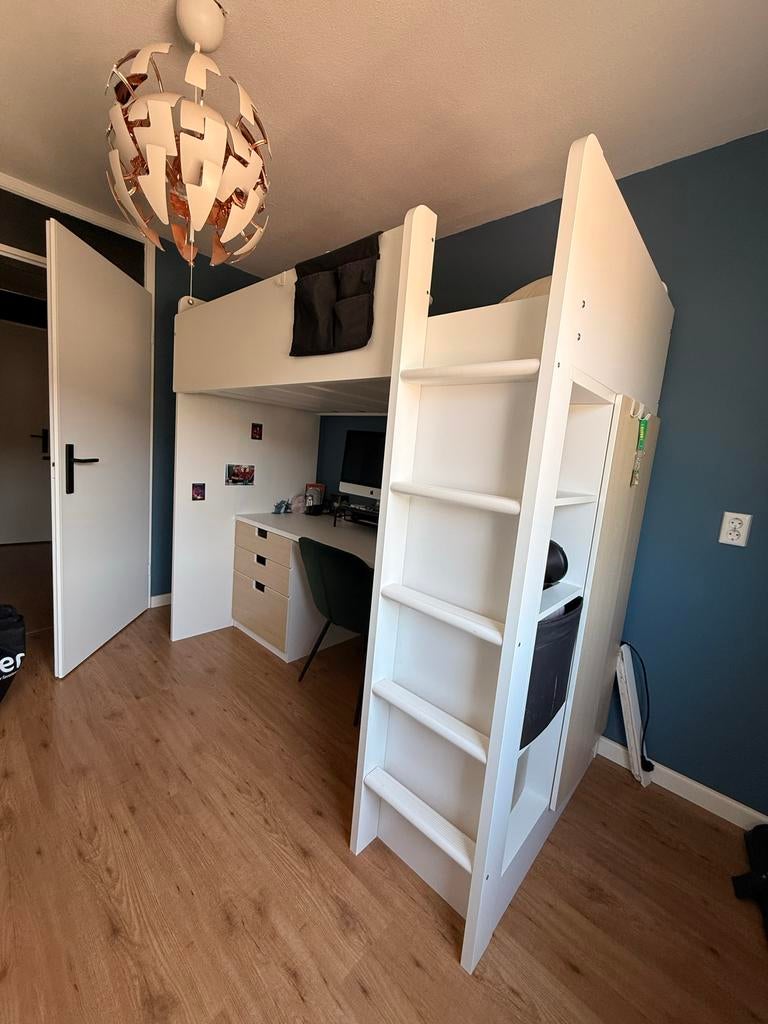 IKEA SMÅSTAD Hoogslaper met bureau en opbergruimte, Ophalen, Zo goed als nieuw, Hoogslaper