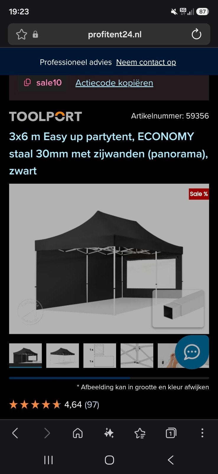 toolport easy up 3x6, Ophalen, Opvouwbaar, Partytent, Minder dan 4 meter