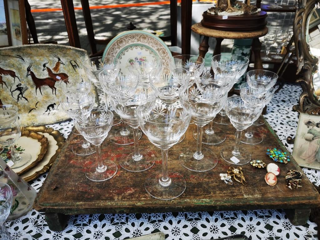 Kristallen wijnglazen portglazen 10 rode wijn 7 port Miekje, Antiek en Kunst, Antiek | Glas en Kristal, Ophalen of Verzenden