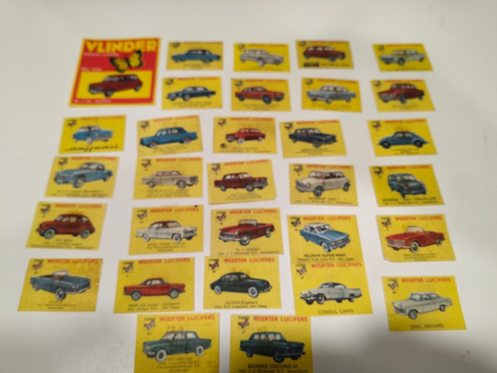 Vintage Vlinder Weerter Lucifers Autokaartjes Collectie, Verzenden, Gebruikt, Luciferdoosjes of -merken