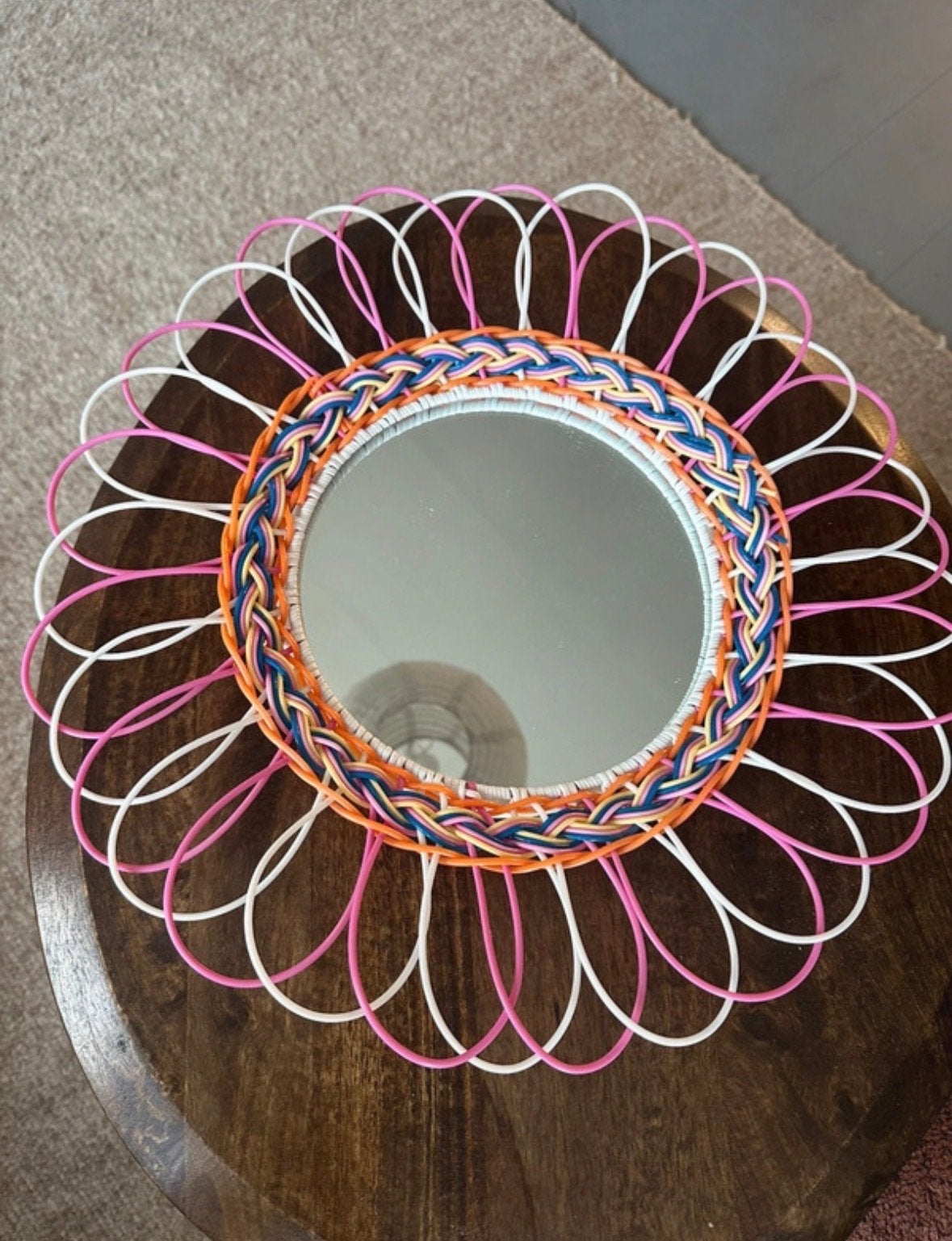 Leuke kleurrijke spiegel voor kinderkamer - Zo goed als nieu, Minder dan 50 cm, Verzenden, Rond, Zo goed als nieuw