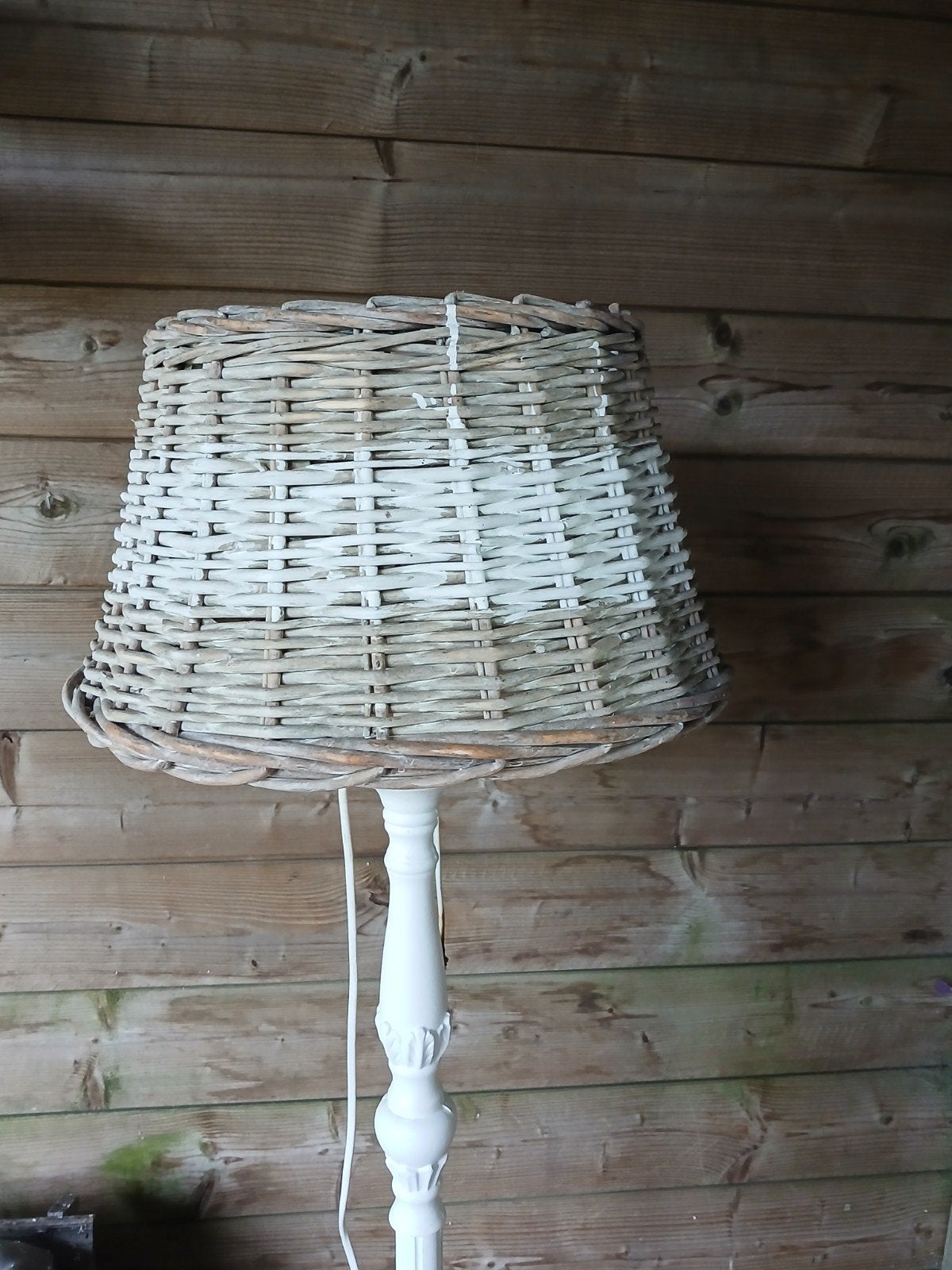 landelijke sta/vloerlamp a la Riviera Maison, Ophalen, Wit, Vloerlamp, Natuurlijk materiaal