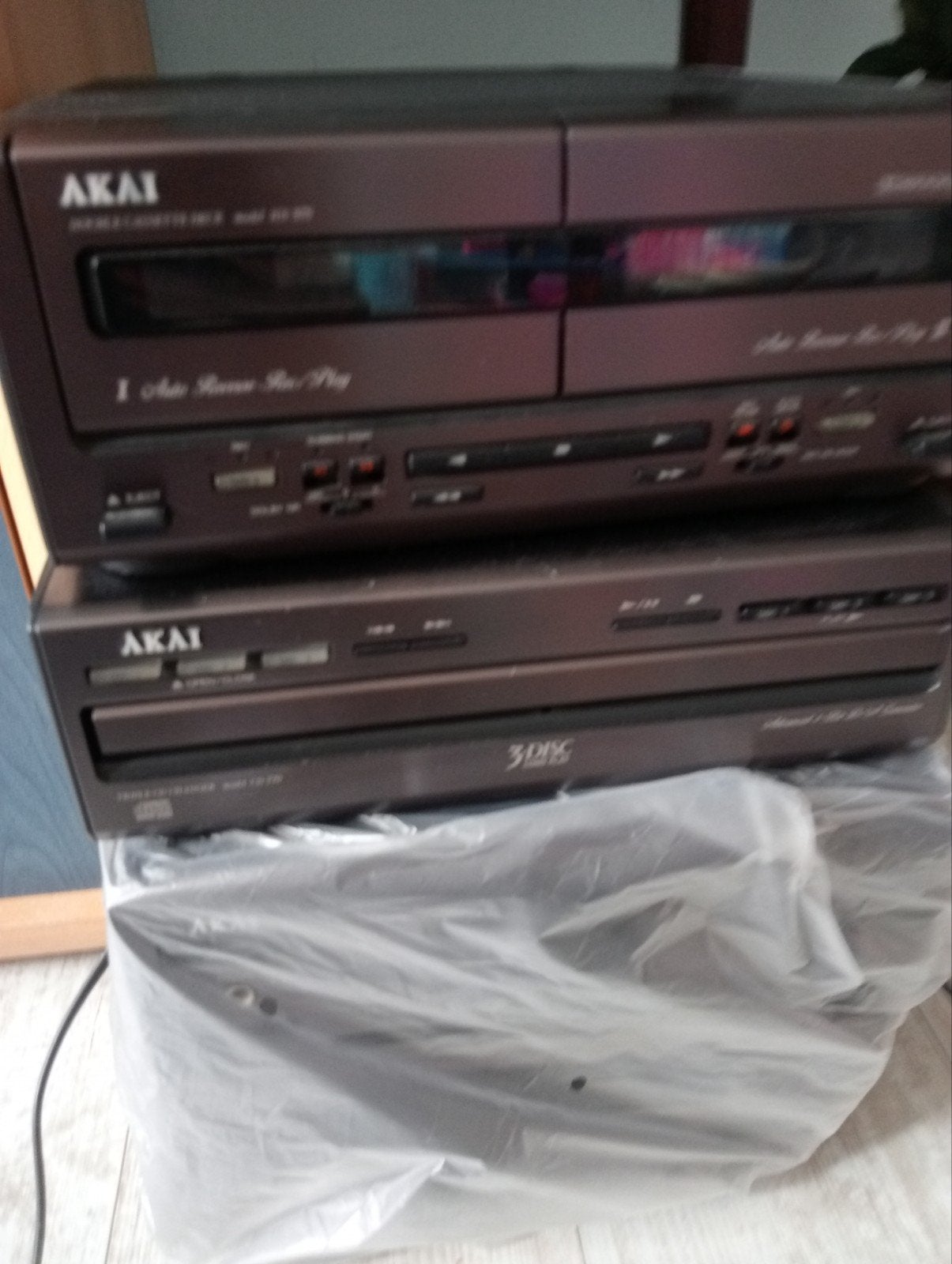 Akai Stereo Set met Dubbel Cassettedeck en CD-speler, Ophalen of Verzenden