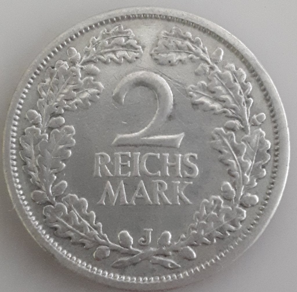 DUITSLAND 2 REICHSMARK 1926 J KM 45, Ophalen of Verzenden, Duitsland, Losse munt