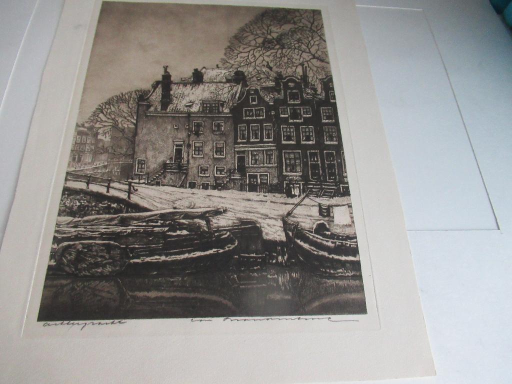 Amsterdam, Ets, 41 cm, Ophalen of Verzenden, 31 cm