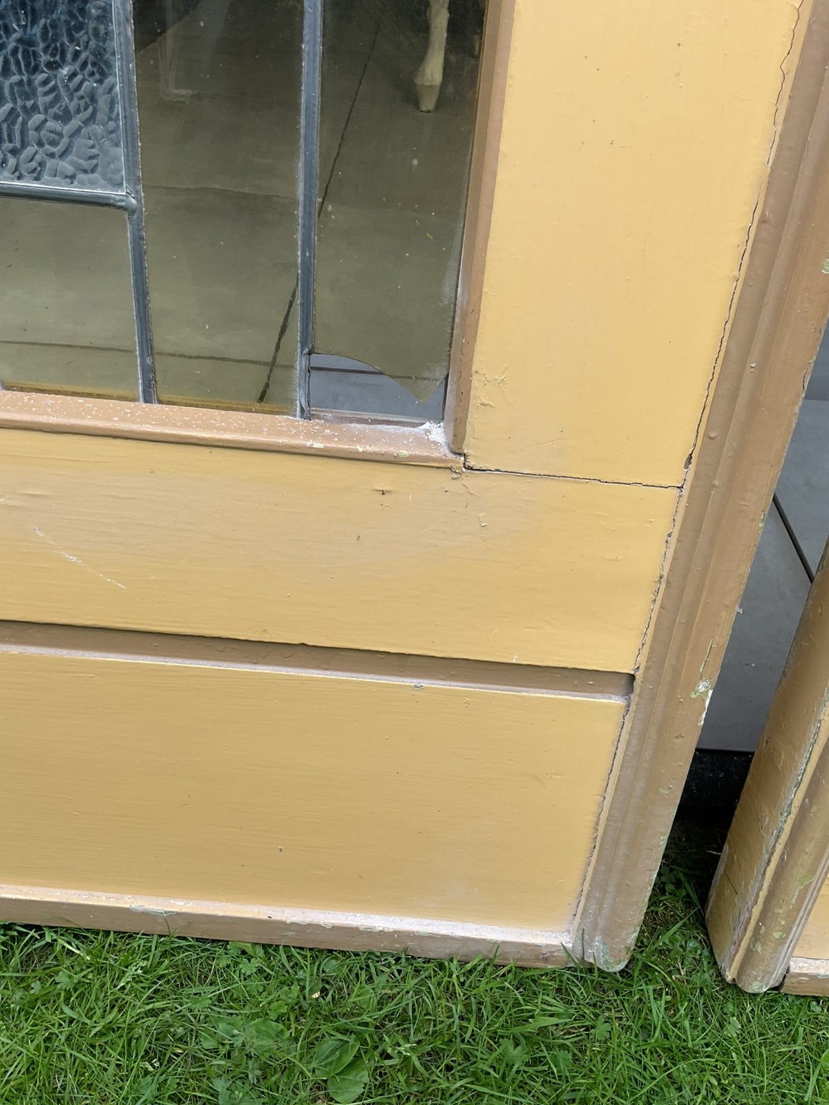 Stel antieke ensuite deuren met glas in lood, Antiek en Kunst, Curiosa en Brocante, Ophalen
