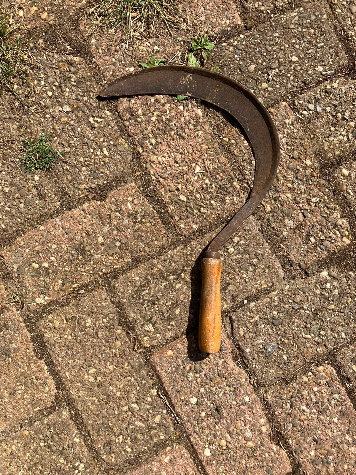 sikkel met houten handvat, Ophalen of Verzenden, Gebruikt, Snijgereedschap, Overige merken