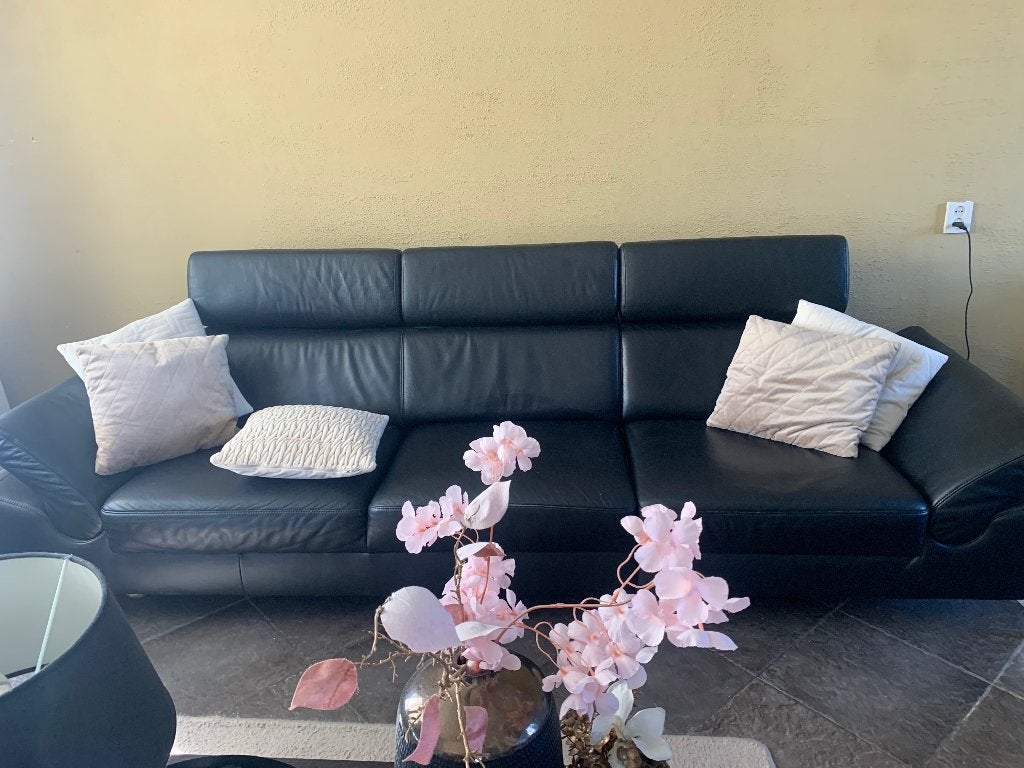 Mooie zwarte leren bank van Montel, lijkt nog nieuw., Ophalen, Gebruikt, Minder dan 75 cm, Leer