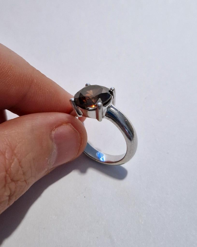 Maat 17 - TI SENTO zilveren (925) ring met BRUINE ZIRKONIA, Ophalen, Met edelsteen, Zo goed als nieuw, 17 tot 18