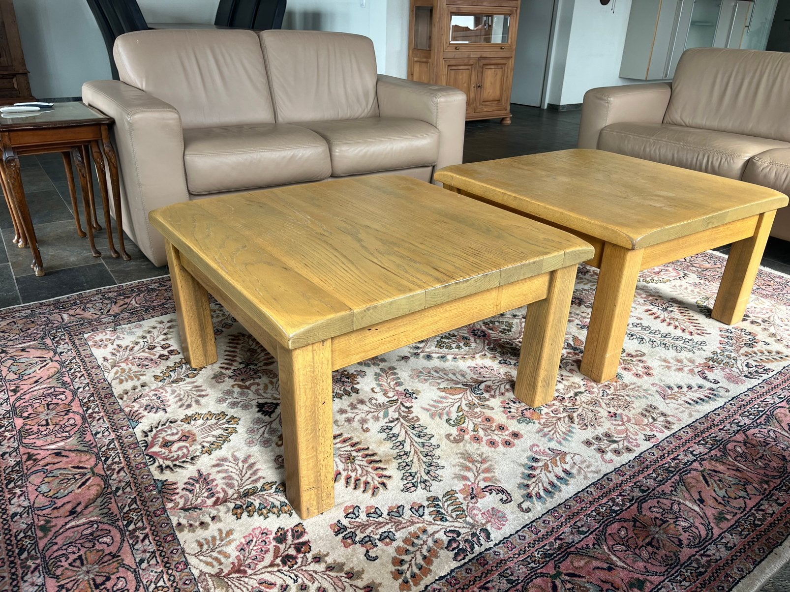Vierkante salontafel 2 stuks, Ophalen, Vierkant, 50 tot 100 cm, Zo goed als nieuw