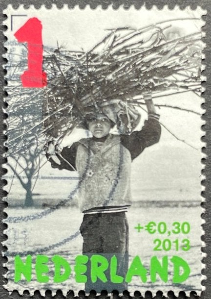 2013 Kinderzegels nvph 3107b kind met takkenbos, Ophalen of Verzenden, Na 1940, Gestempeld