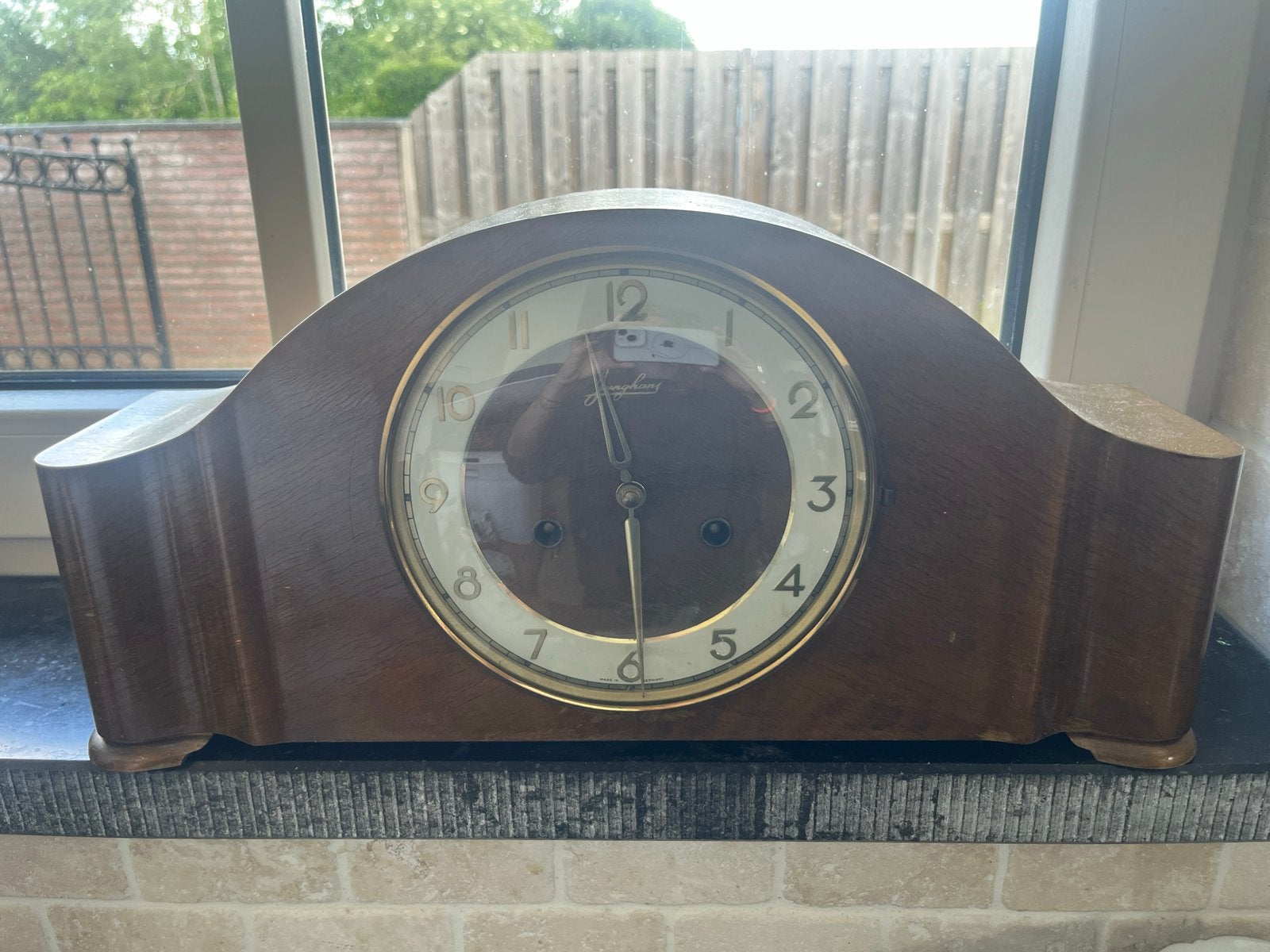 Junghans tafelklok - Revisie nodig, warm geluid, Antiek en Kunst, Ophalen of Verzenden