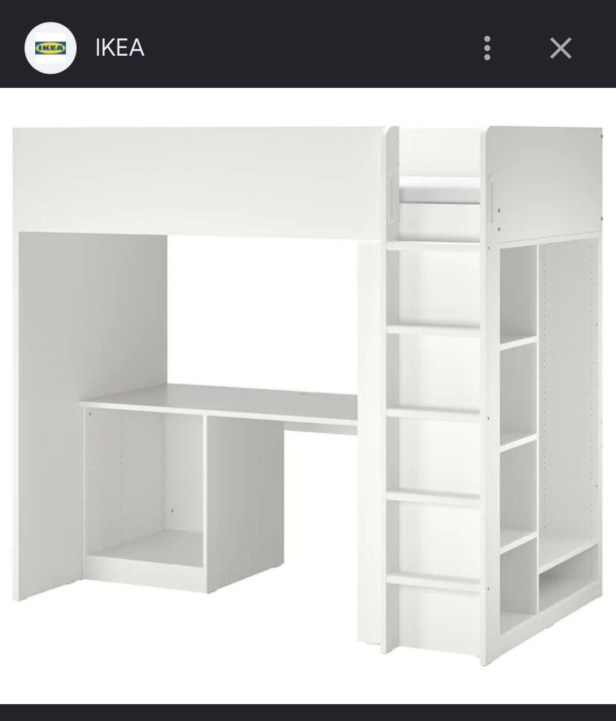IKEA Hoogslaper met bureau en opbergruimte - Zo goed als nie, Eenpersoons, 210 cm, Minder dan 160 cm, Ophalen of Verzenden