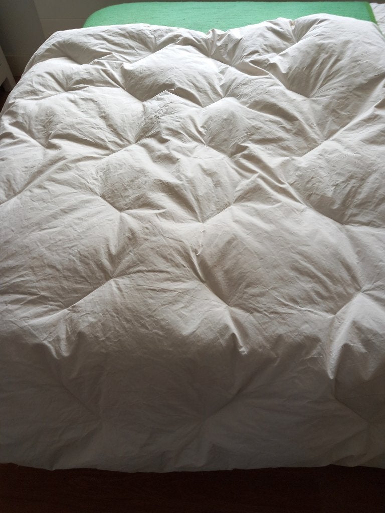 vintage duvet dons veren dekbed Frankrijk kind 140x150 nr 2., Antiek en Kunst, Ophalen