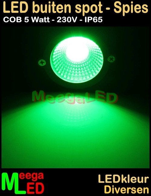 LED spot grondspot LEDspot spies spike pin 5W 230V Groen, Huis en Inrichting, Lampen | Spots, Overige materialen, Overige merken