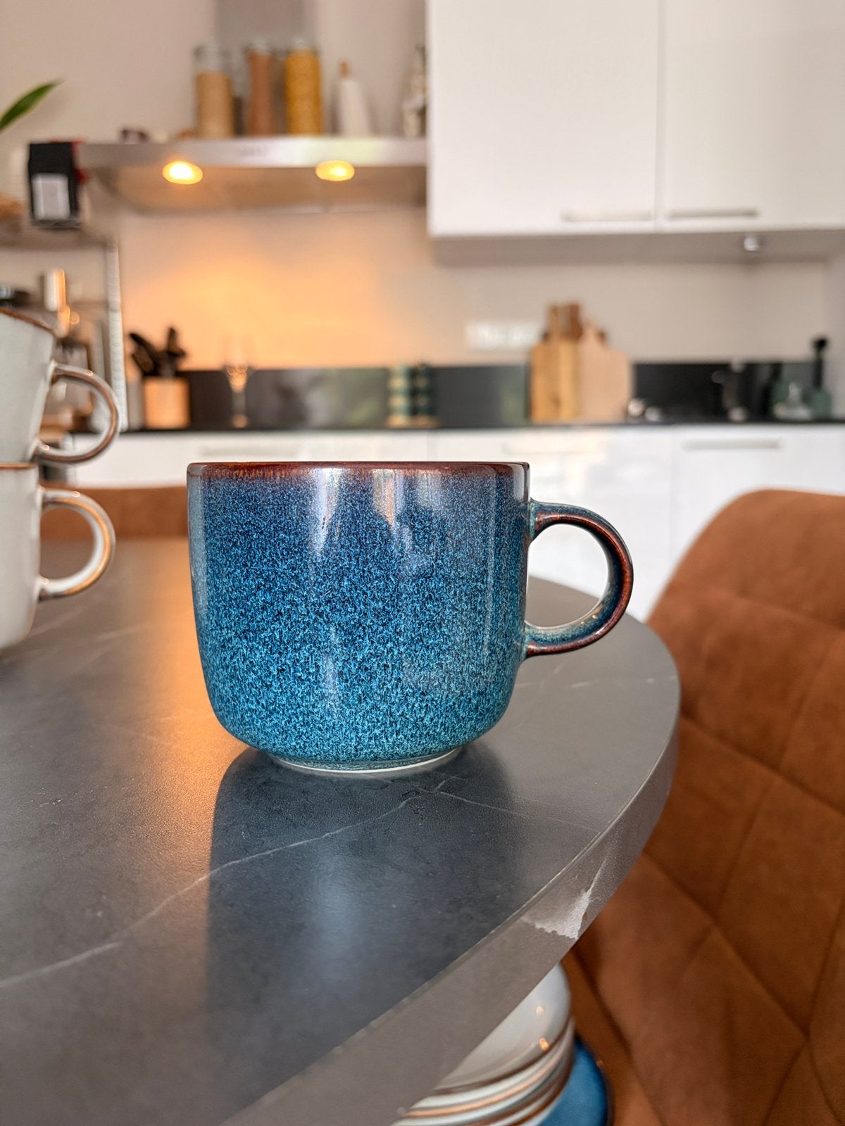 IKEA GLADELIG beker mok blauw 37cl, Ophalen, IKEA, Mok, Zo goed als nieuw