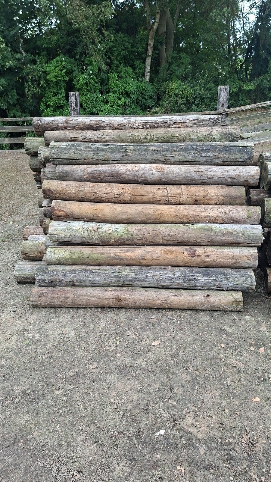 50 stuks robuuste kastanje rondpalen – 150 cm – Ø12-17 cm, Tuin en Terras, Ophalen of Verzenden, Gebruikt