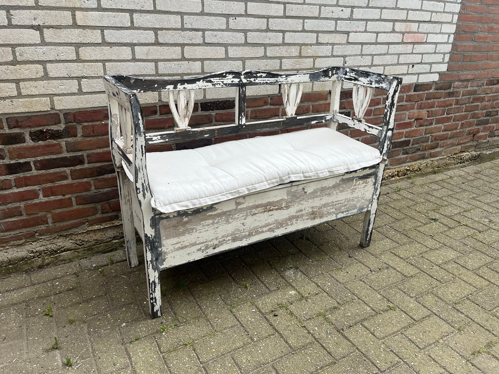 Vintage bankje met opbergruimte, Antiek en Kunst, Antiek | Meubels | Stoelen en Banken, Ophalen