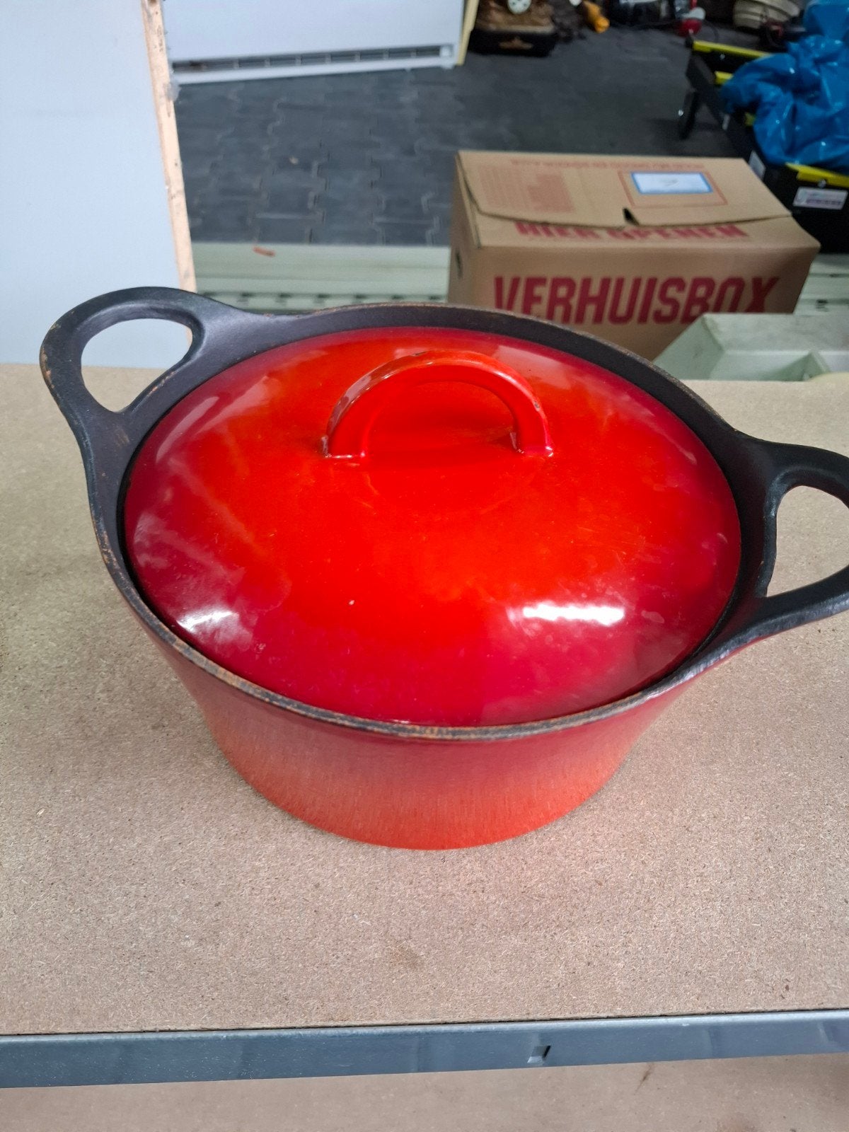 Hackman Gietijzeren Braadpan - Rood, 25 cm, Gebruikt, Met deksel, Ophalen of Verzenden, Overige merken
