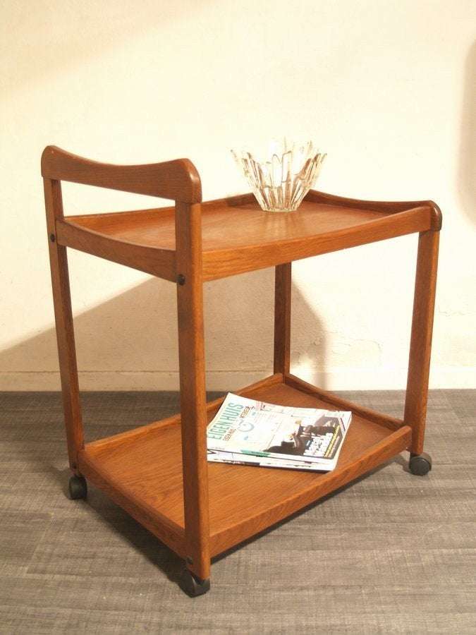 Vintage houten trolley serveerwagen theewagen vintage design, Ophalen